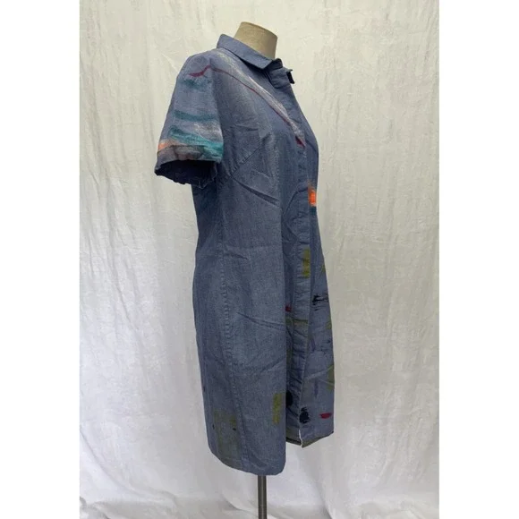 Fort Makers The Dress Project Women 8 Denim Shirt Dress Paint Splash Artsy‎ Rare - Picture 8 of 16